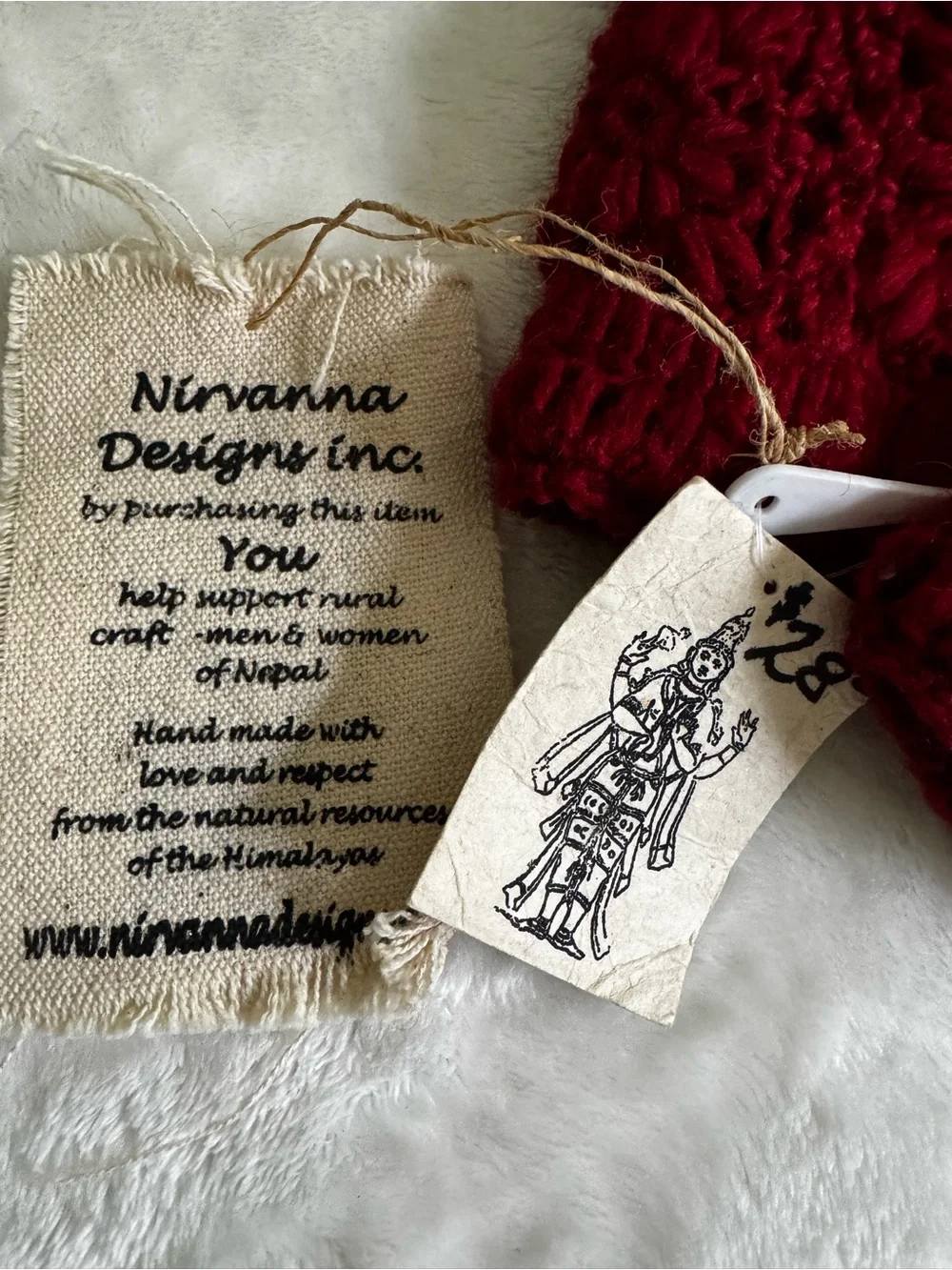 Nirvanna Designs Handmade Crochet Fleece Red Fingerless Glove Mitten women MT13F